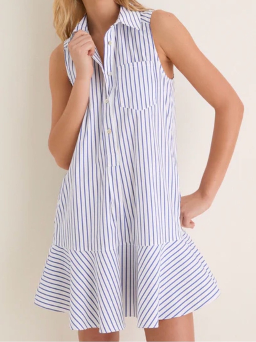 Tuckernuck Blue Stripe Sleeveless Callahan Shirt Dress Size Small